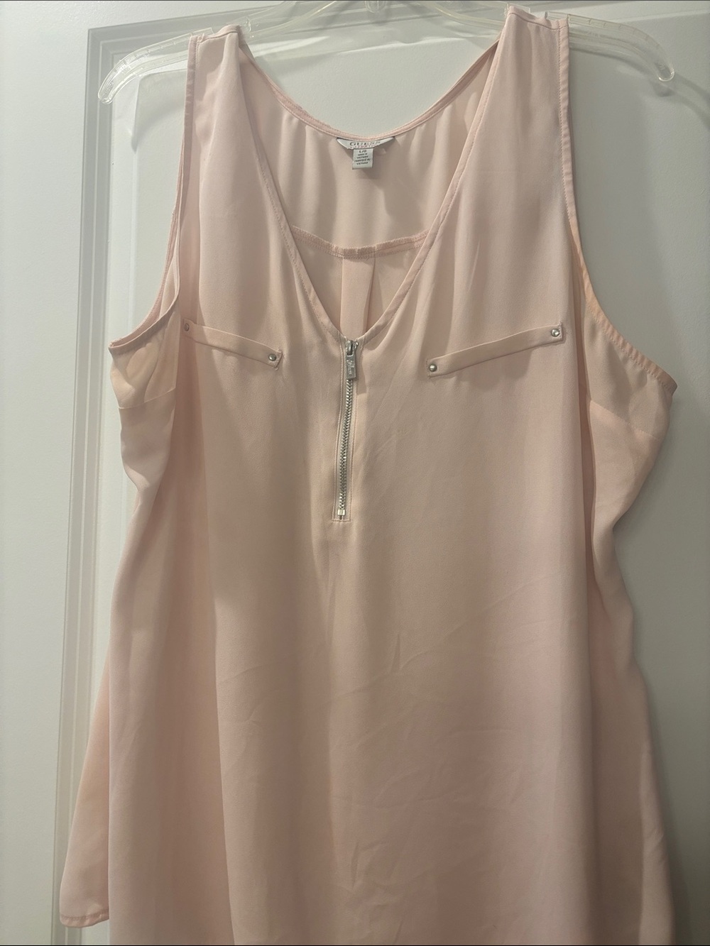 Guess Blush Pink Sleeveless Zip Front Camisole